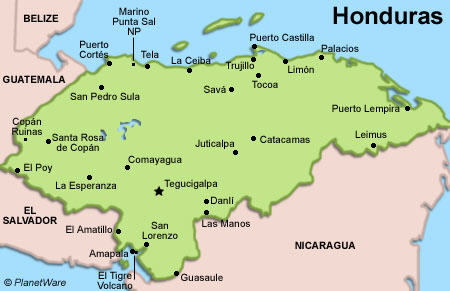 villes carte du honduras